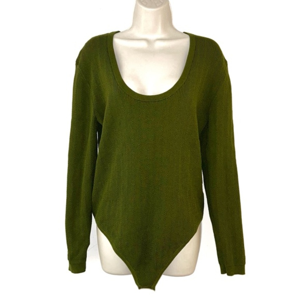 Express Olive Scoop Neck Top